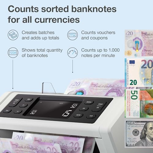 Safescan | Geldzählmaschine für sortierte Zählung | SAFESCAN 2210 | 2fache Falschgelderkennung