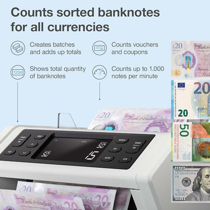Safescan | Geldzählmaschine für sortierte Zählung | SAFESCAN 2210 | 2fache Falschgelderkennung