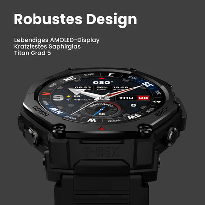 Amazfit T-Rex 3 Pro Outdoor Smartwatch 48mm Saphir-AMOLED-Display, Titan-Lünette, Dualband-GPS, Offline-Karten, 25 Tage Akku, Integ. Taschenlampe