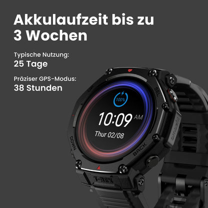 Amazfit T-Rex 3 Pro Outdoor Smartwatch 48mm Saphir-AMOLED-Display, Titan-Lünette, Dualband-GPS, Offline-Karten, 25 Tage Akku, Integ. Taschenlampe