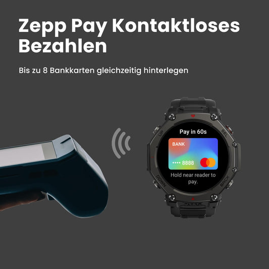 Amazfit T-Rex 3 Pro Outdoor Smartwatch 48mm Saphir-AMOLED-Display, Titan-Lünette, Dualband-GPS, Offline-Karten, 25 Tage Akku, Integ. Taschenlampe