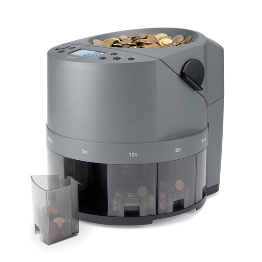 Safescan 1450 Münzzähler | Sortiert & zählt gemischte EUR-Münzen | Münzsortierer nach Stückelung