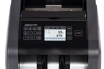 ratiotec rapidcount S 575 Banknotenzählmaschine für gemischte Banknoten mit Wertermittlung in schwarz