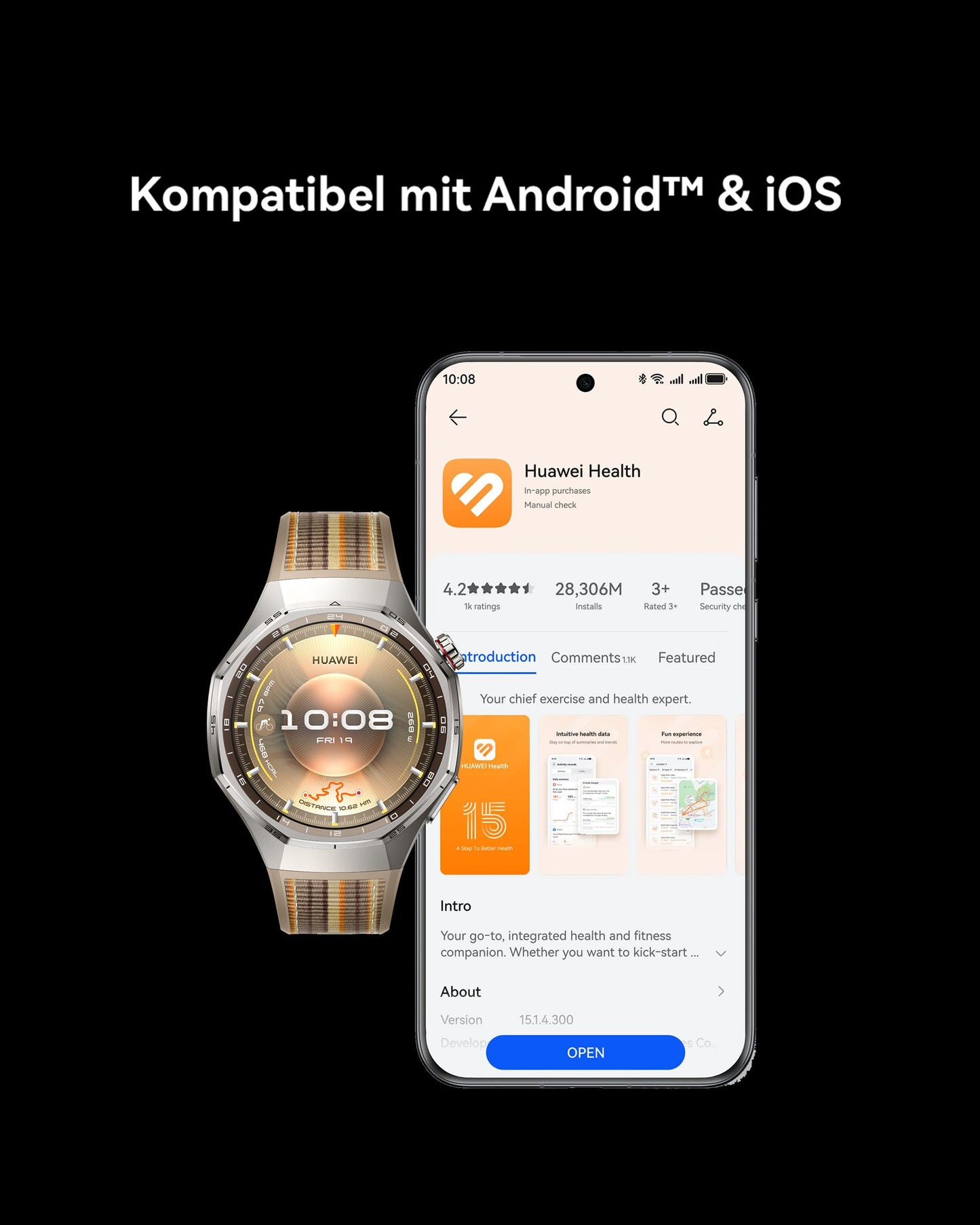 HUAWEI Watch GT 6 Pro Smartwatch, GPS, EKG, 1,47" AMOLED-Display, Bis zu 21 Tage Akku, umfassende Fahrrad-Features, 100+ Sportmodi