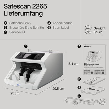 Safescan 2265 Geldzählmaschine | Wertzählung für gemischte EUR & GBP | 5-fache Falschgeldprüfung