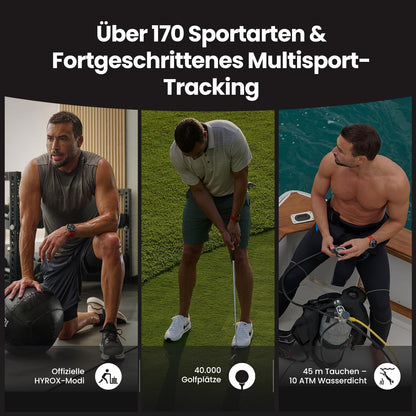 Amazfit Balance 2 Smartwatch 47mm 1.5'' AMOLED Sapphire Glass, Offline-Karten, Dualband-GPS, 21 Tage Akkulaufzeit, 170+ Sportmodi, HYROX & Golfmodus