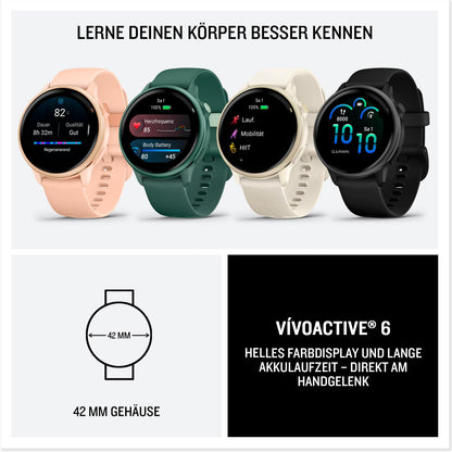 Garmin vívoactive 6 42mm - Fitness-Smartwatch, 1,2"-AMOLED-Touchdisplay, bis zu 11 Tage Akkulaufzeit, 80+ Sport-Apps, Trainingsoptionen