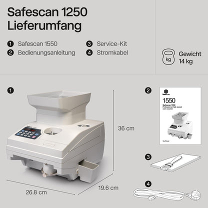 Safescan 1550 HighSpeed Münzzähler | Für große Mengen sortierter Münzen | Robuste Geldzählmaschine