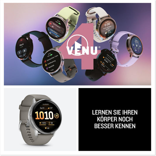 Garmin Venu 4 45mm - Fitness-Smartwatch, 1,4" AMOLED Touchdisplay, bis zu 12 Tage Akkulaufzeit, 80+ Sport-Apps, EKG, Health Status, Fitness Coach