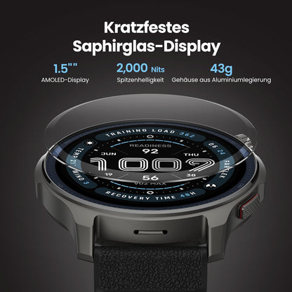 Amazfit Balance 2 Smartwatch 47mm 1.5'' AMOLED Sapphire Glass, Offline-Karten, Dualband-GPS, 21 Tage Akkulaufzeit, 170+ Sportmodi, HYROX & Golfmodus