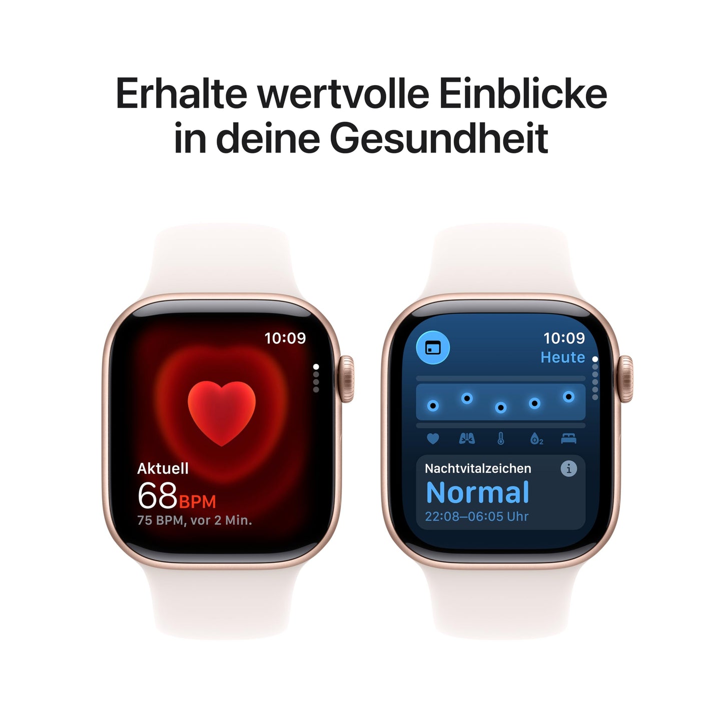 Apple Watch Series 11 GPS 42 mm Smartwatch mit Aluminiumgehäuse in Roségold und Sportarmband in Blassrosa (S/M). Schlafindex