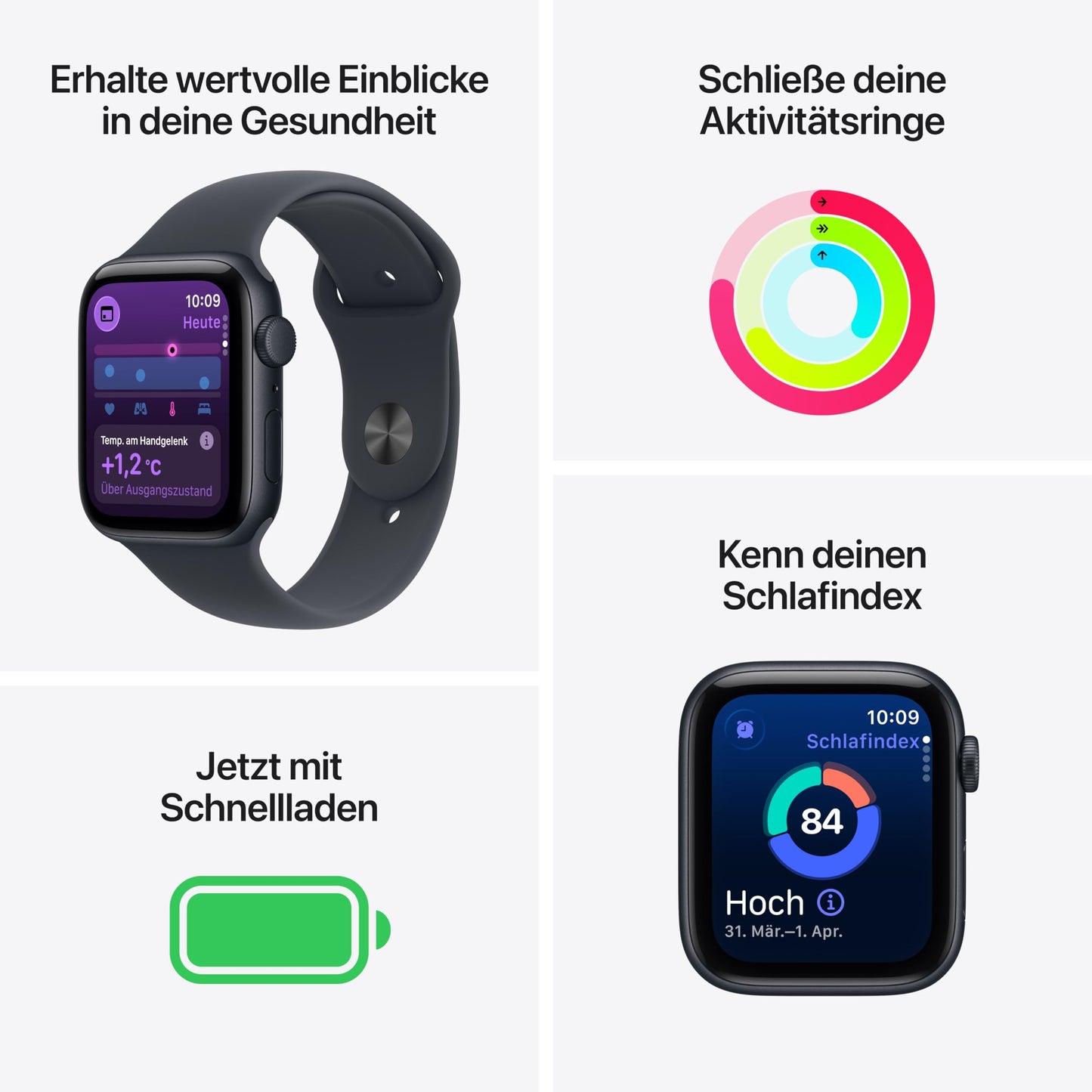 Apple Watch SE 3 GPS 40 mm Smartwatch mit Aluminiumgehäuse in Polarstern und Sportarmband in Polarstern (S/M). Fitness‑ und Schlaftracker