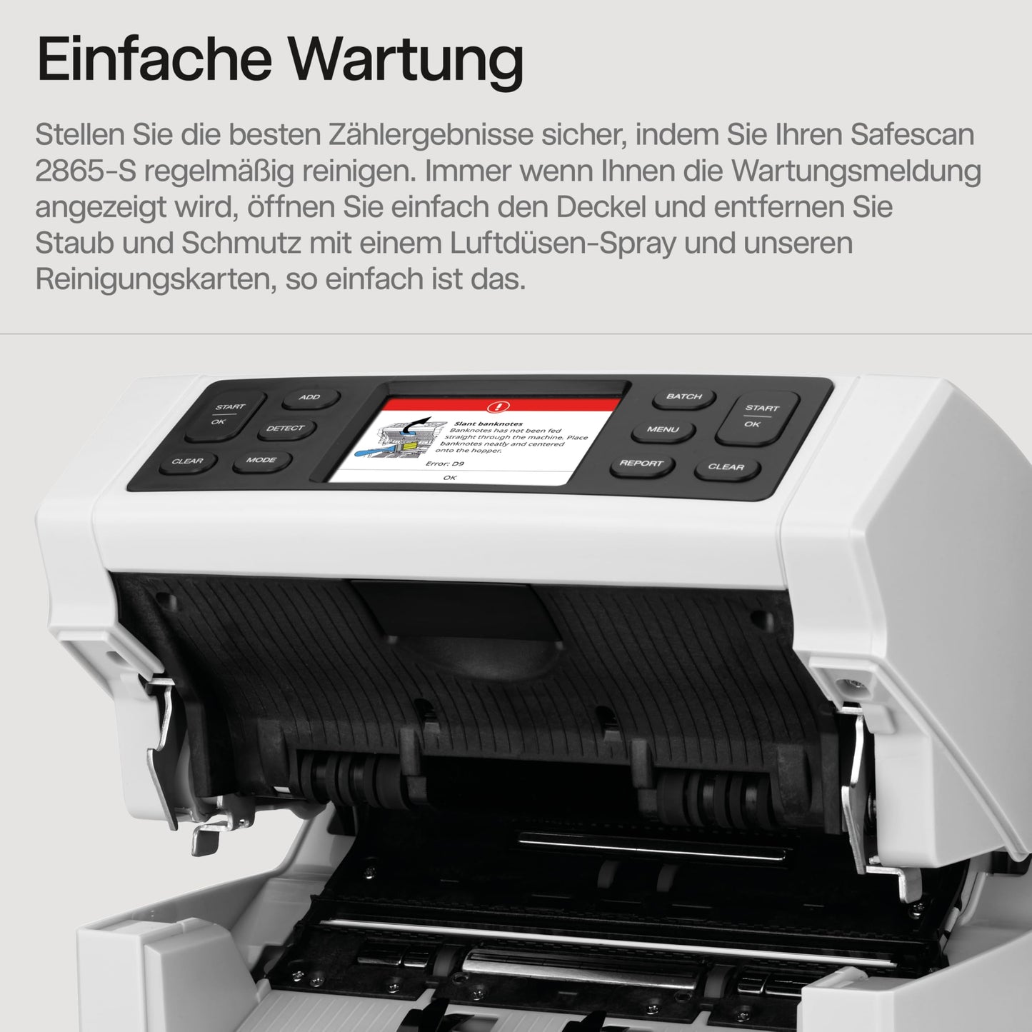 Safescan 2865-S Banknotenzähler | Wertzählung gemischter Banknoten | 7-fache Echtheitsprüfung | Mehrsprachiges Display