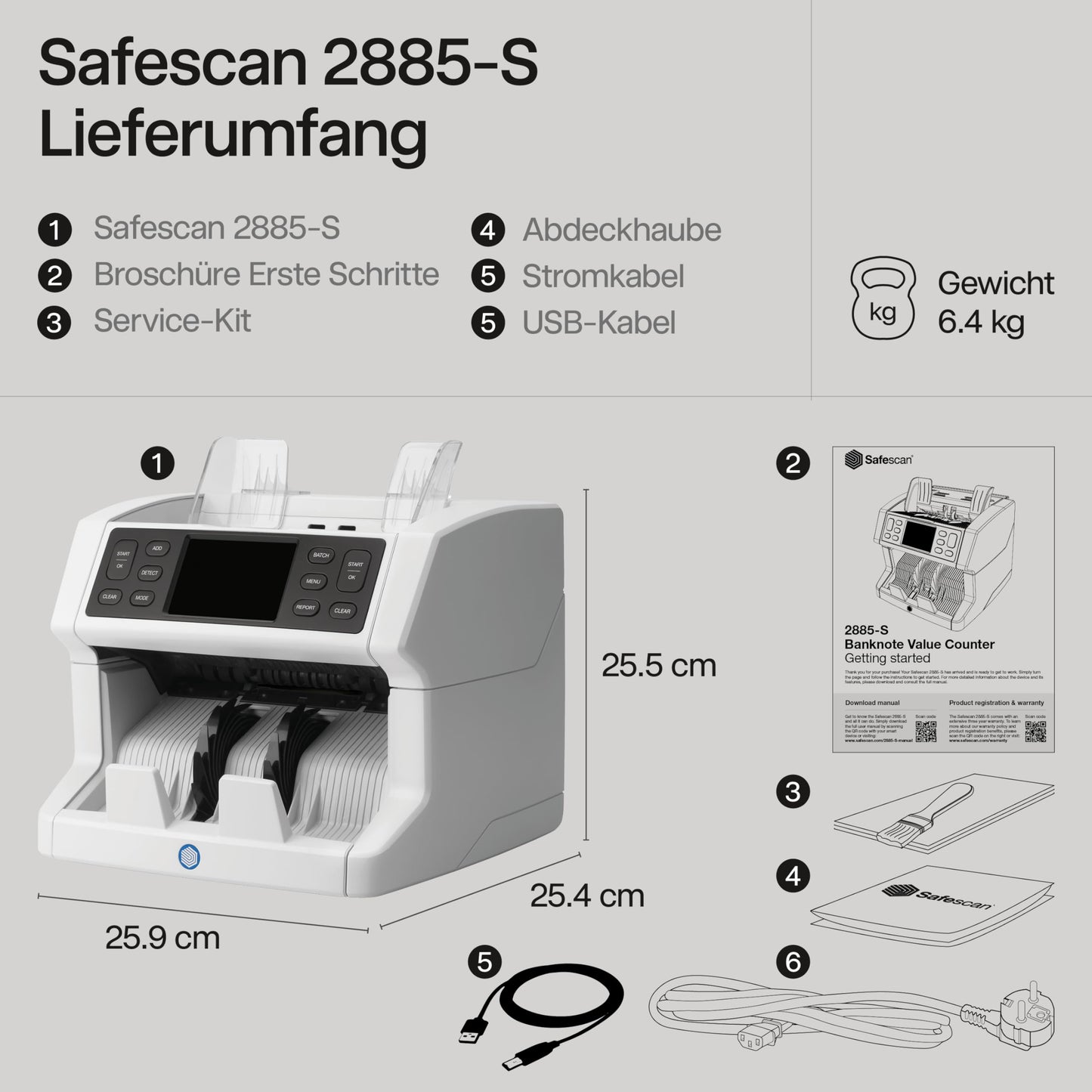 Safescan 2885-S Geldzählmaschine | Wertzählung gemischter Banknoten inkl. USD | 7-fache Echtheitsprüfung