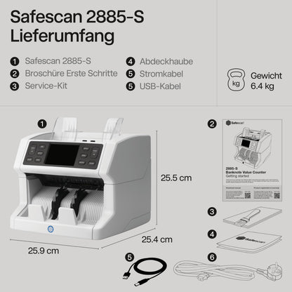 Safescan 2885-S Geldzählmaschine | Wertzählung gemischter Banknoten inkl. USD | 7-fache Echtheitsprüfung