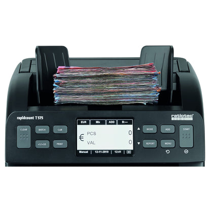 ratiotec Banknotenzählmaschine rapidcount T 575 – Stück- und Wertzähler mit umfangreicher Echtheitsprüfung für mittlere Zählvolumen