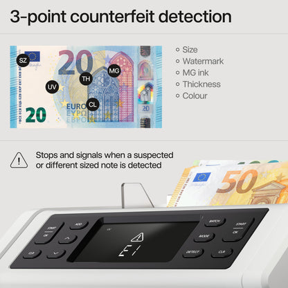 Safescan 2265 Banknotenzähler | Wertzählung EUR & GBP | 5-fache Echtheitsprüfung | Für sortierte Banknoten