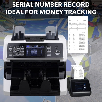 Jubula MV-500 Geldzählmaschine für gemischte Banknoten | UV/MG/IR/2CIS | EUR USD GBP | inkl. MPR-1 Printer