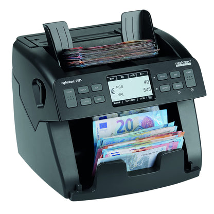 ratiotec Banknotenzählmaschine rapidcount T 575 – Stück- und Wertzähler mit umfangreicher Echtheitsprüfung für mittlere Zählvolumen